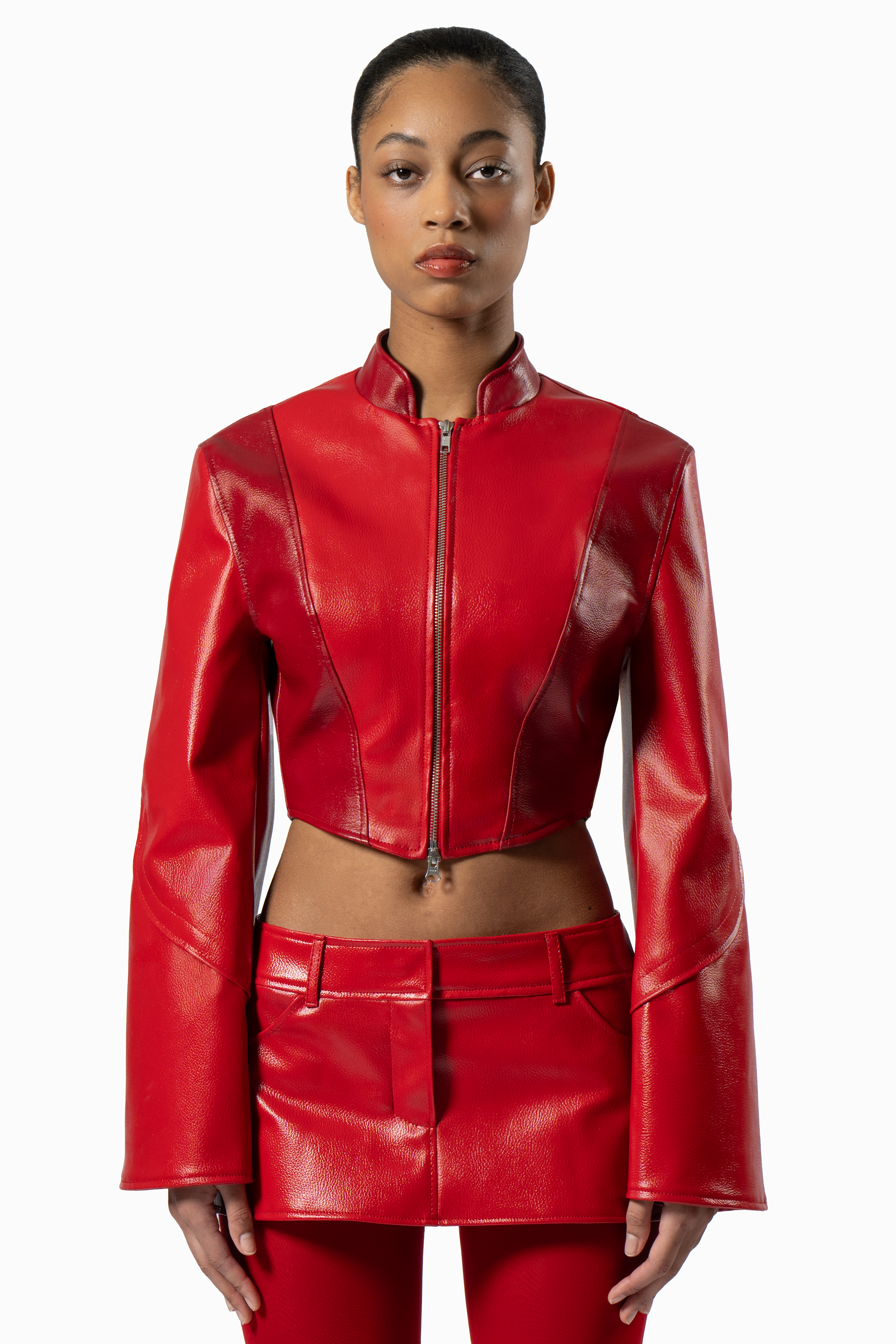 Pulse Enzo Contour - Cropped Contour Faux Leather Jacket