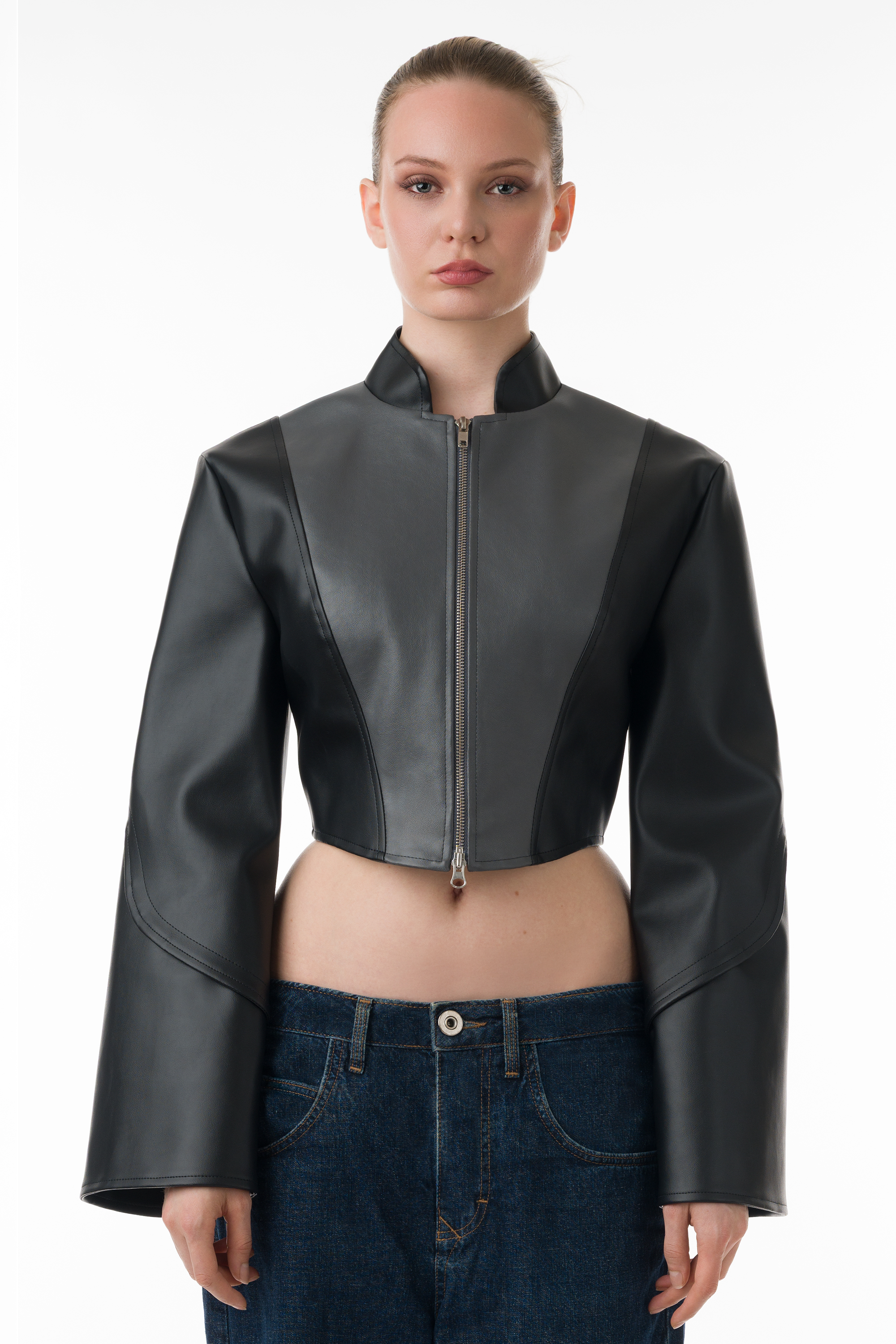 Pulse Enzo Contour - Cropped Contour Faux Leather Jacket