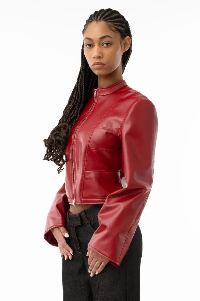 Chorus Dodge – Cropped Kunstlederjacke
