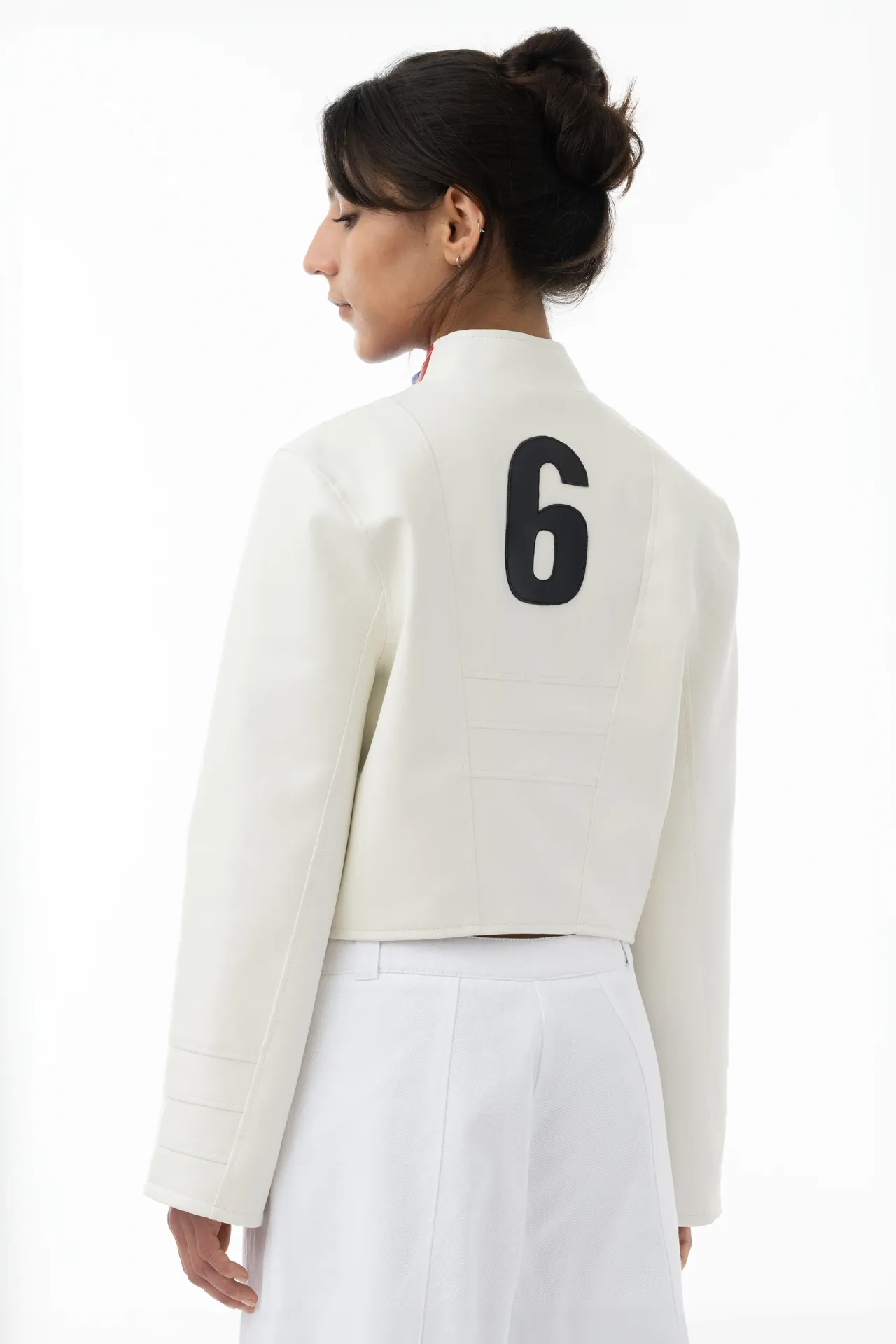 Fader M1 – Boxy Kunstlederjacke mit Racing Stripes