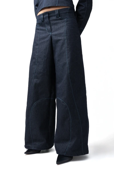 Stardust Angel – Low Waist Wide Leg Glitzerjeans, Vorderansicht