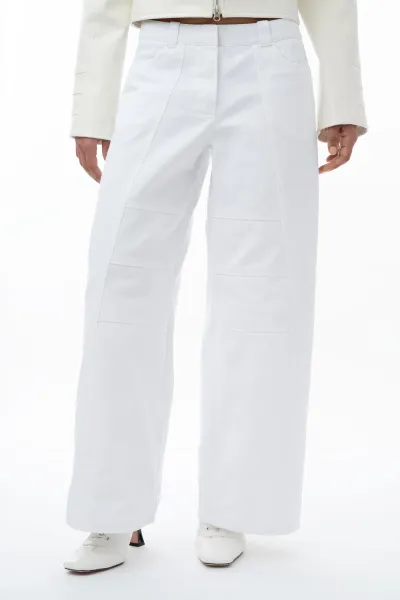 Wei&szlig;e Wide Leg Hose mit Teilungsn&auml;hten