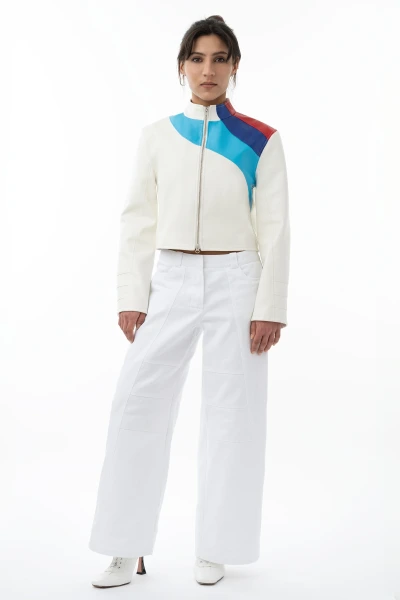 Fader M1 – Boxy Kunstlederjacke mit Racing Stripes