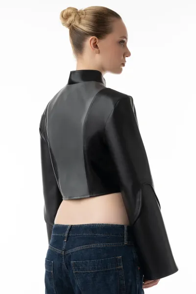 Pulse Enzo – Cropped Contour Kunstlederjacke