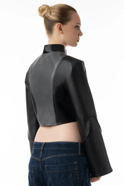 Pulse Enzo – Cropped Contour Kunstlederjacke