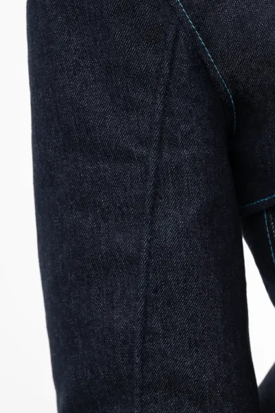 Wide Shoulder Glitzer Denim Bolero mit Biesen