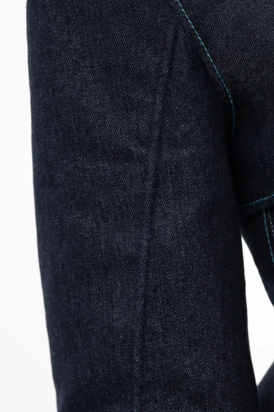 Wide Shoulder Glitzer Denim Bolero mit Biesen