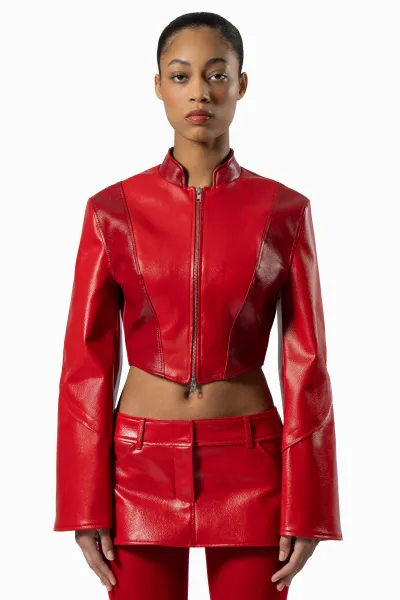 Pulse Enzo – Cropped Contour Kunstlederjacke