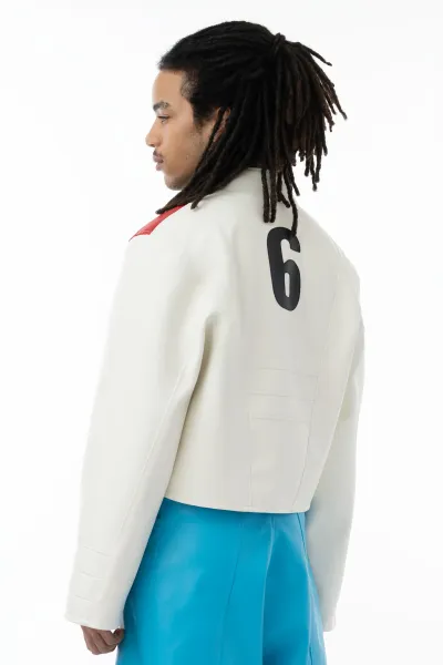 Pace M1 – Boxy Kunstlederjacke mit Racing Stripes