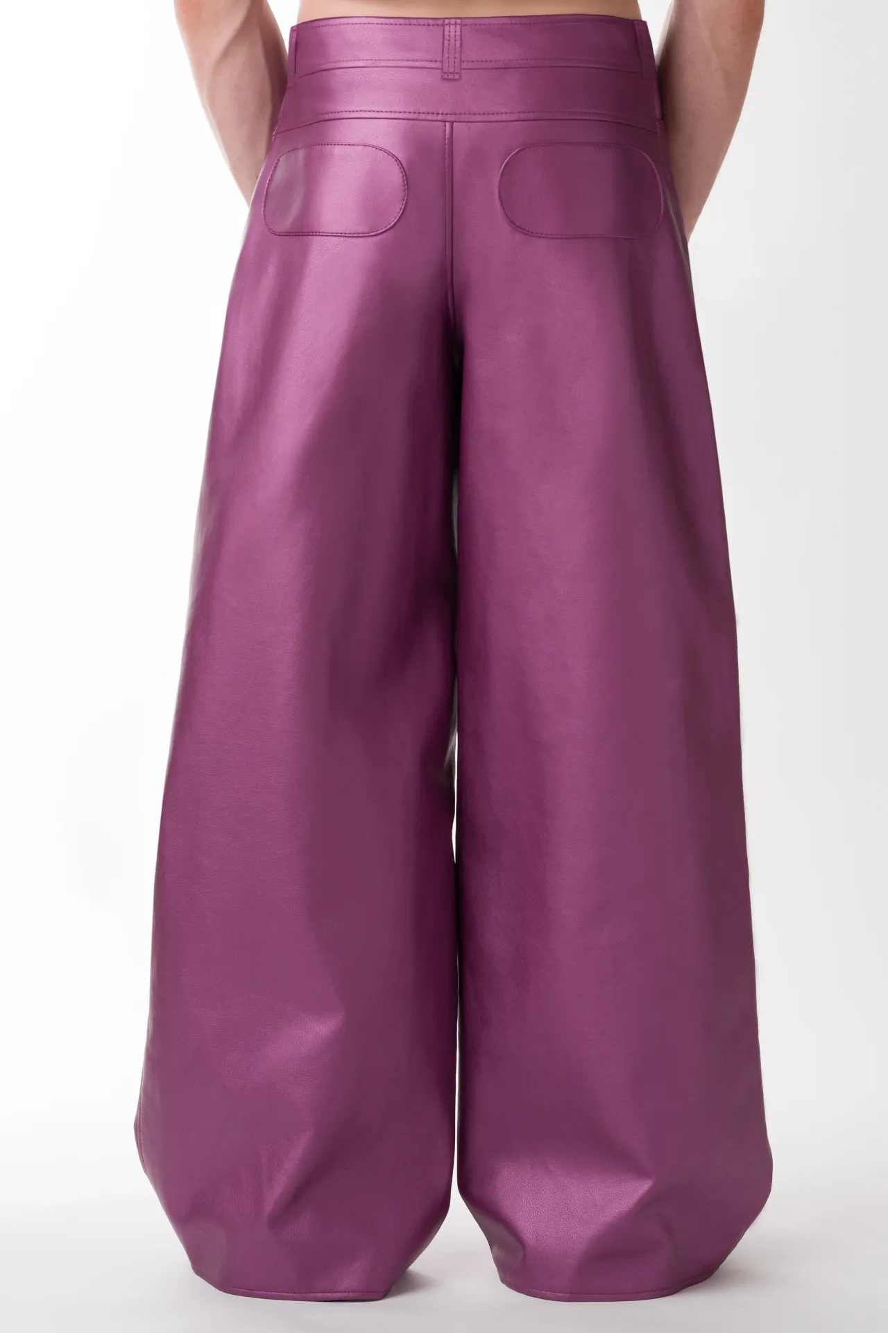 Wide Leg Metallic Kunstleder Hose