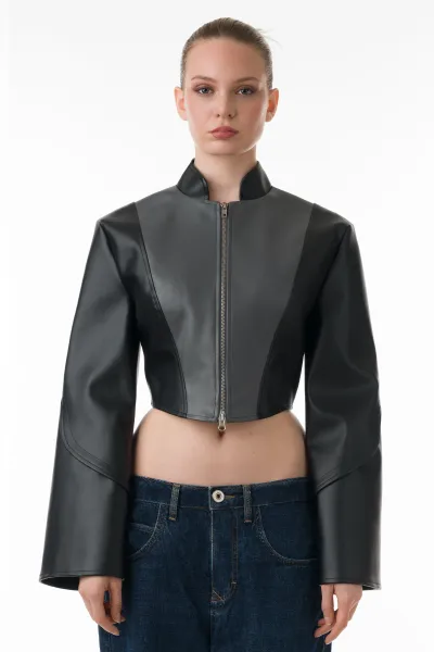 Pulse Enzo – Cropped Contour Kunstlederjacke