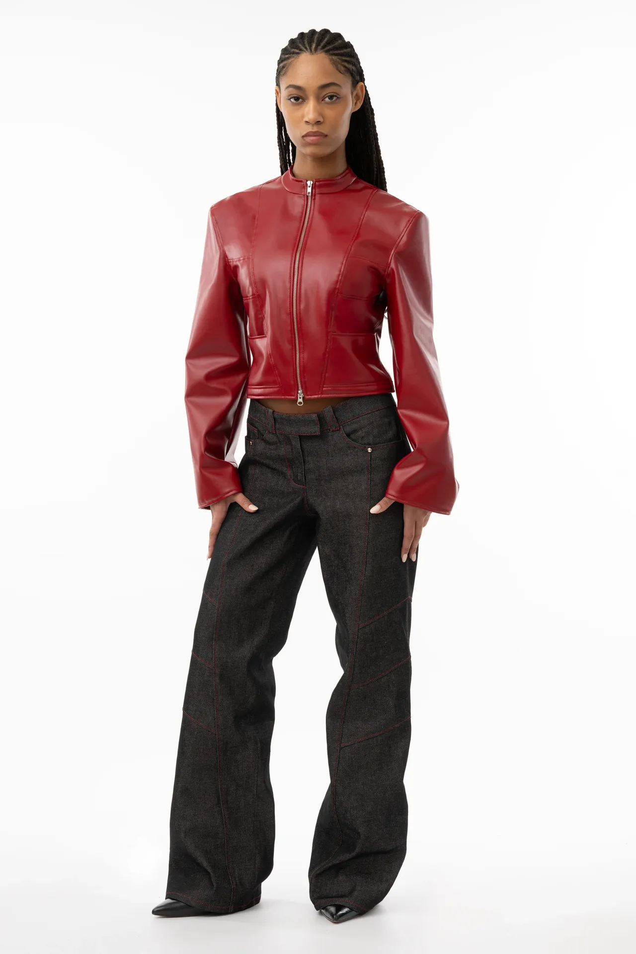 Chorus Dodge – Cropped Kunstlederjacke