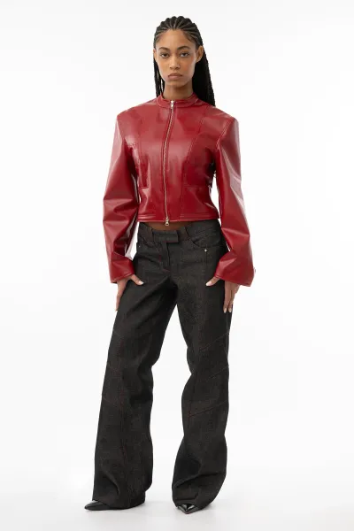 Chorus Dodge – Cropped Kunstlederjacke