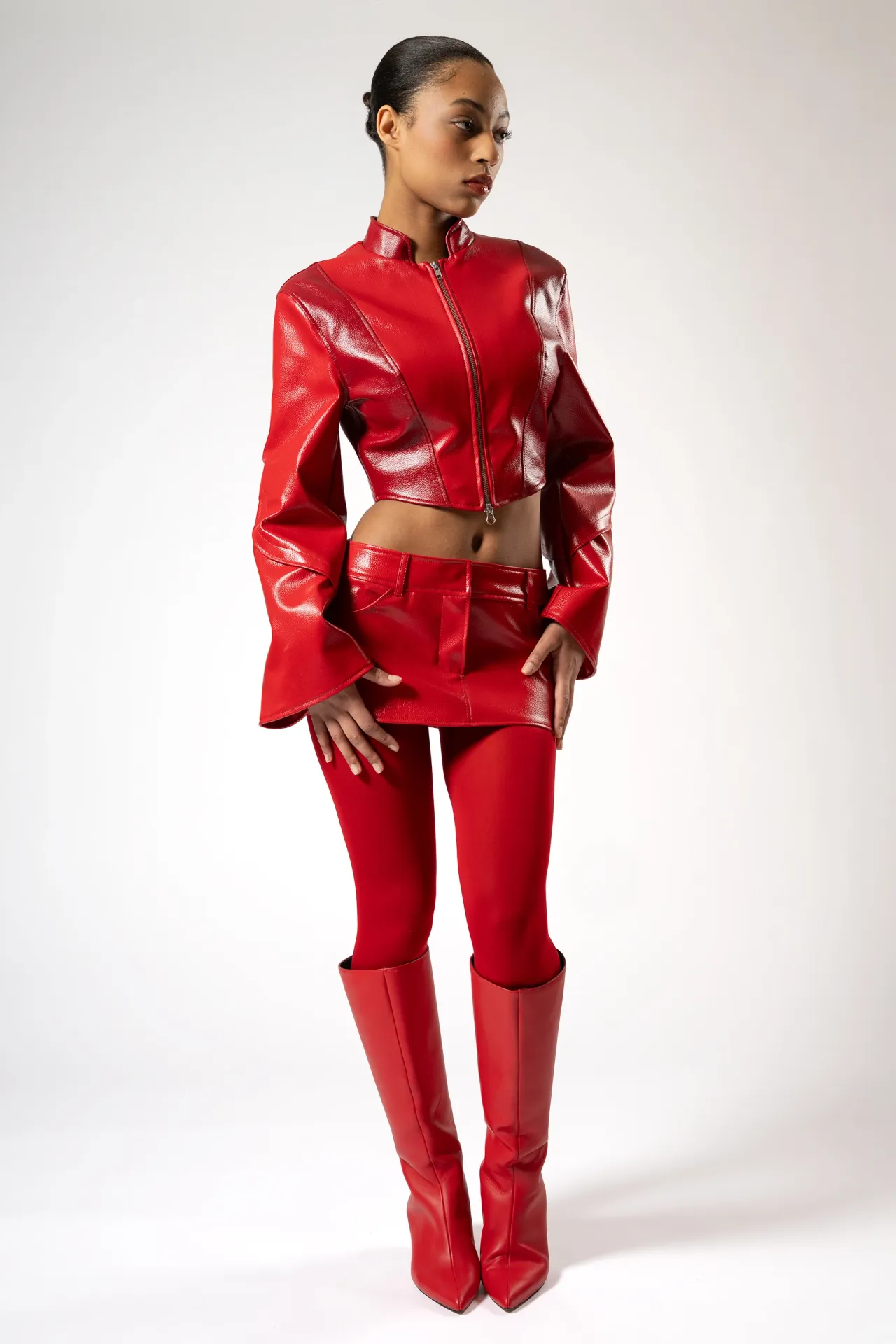 Pulse Enzo – Cropped Contour Kunstlederjacke